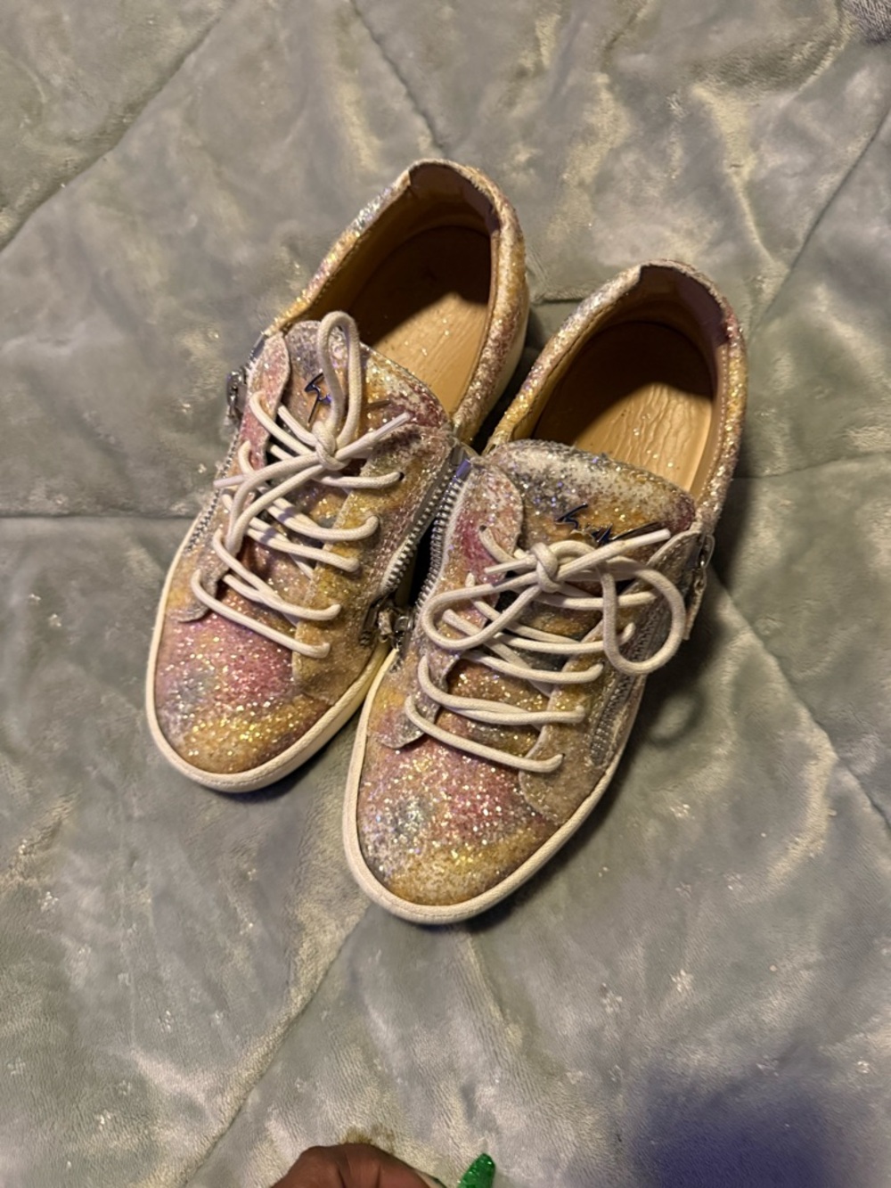 Giuseppe Zanotti Glitter Low-Top Sneakers in Pink & Gold